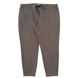 Mauvais Men Herringbone Tapered Trousers Black White Chevron Drawstring Pants 46